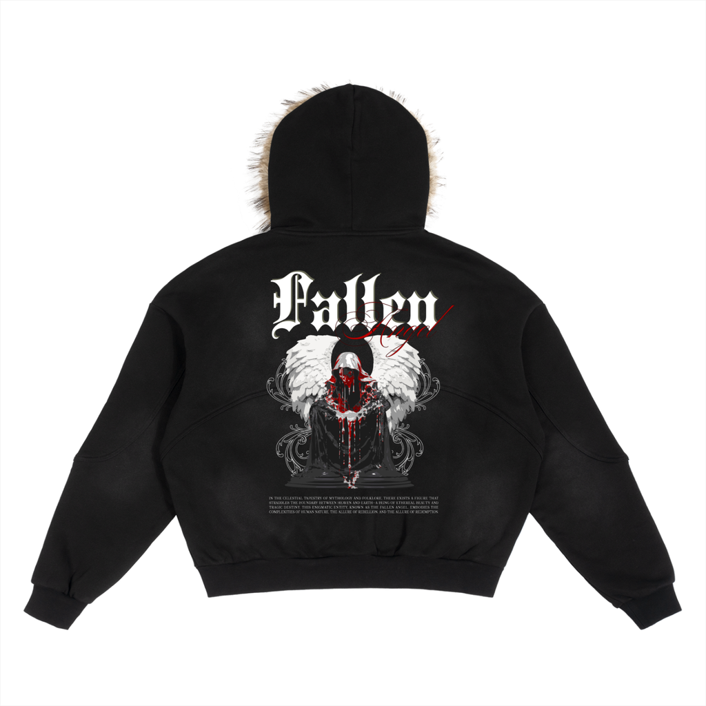 Sun Fade Boxy Detachable Fur Hoodie
