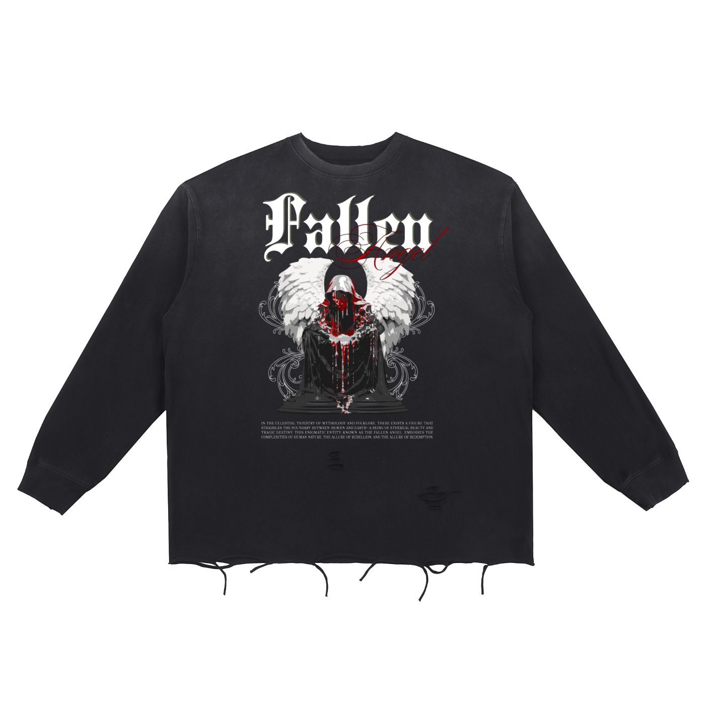 Snow Wash Raw Edge Cotton Long Sleeve