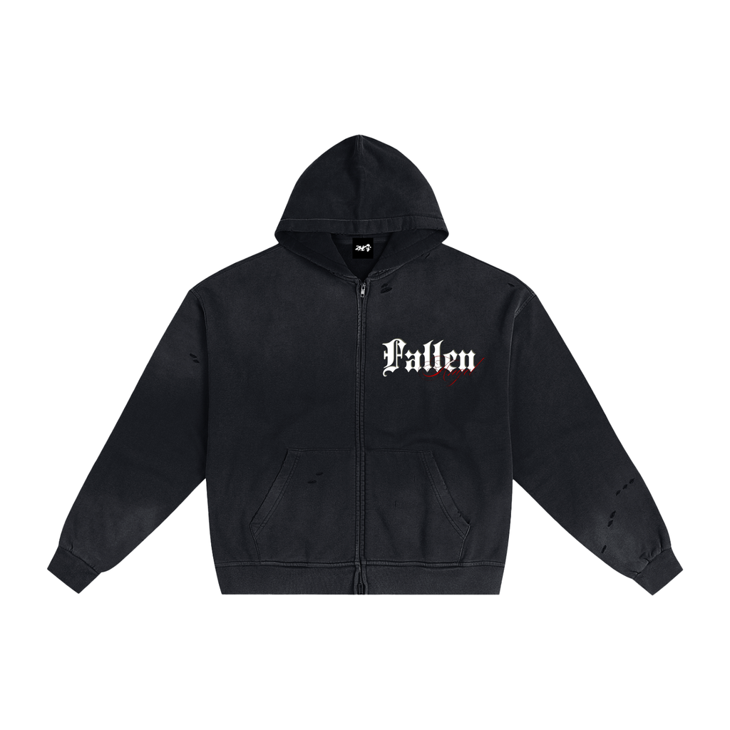 Hand-Frayed Sunfade Zip Hoodie