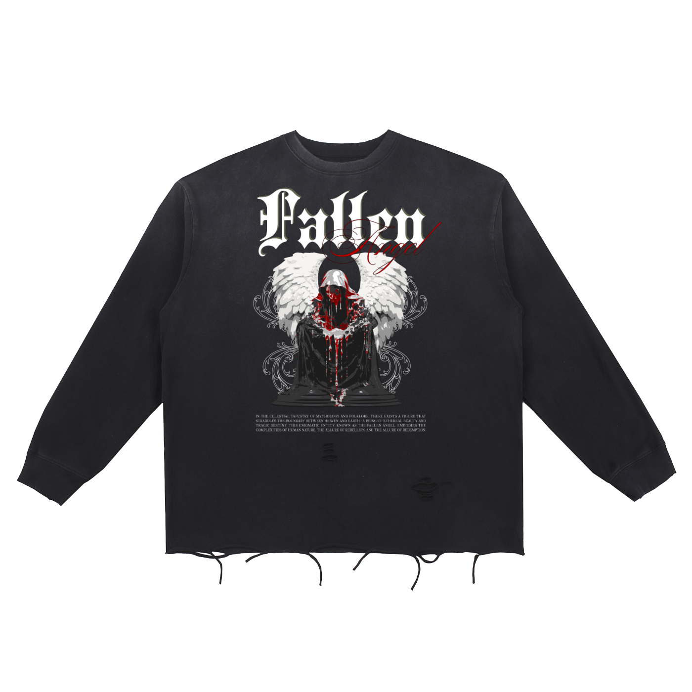 Snow Wash Raw Edge Cotton Sweatshirt