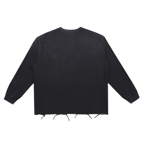 Snow Wash Raw Edge Cotton Long Sleeve