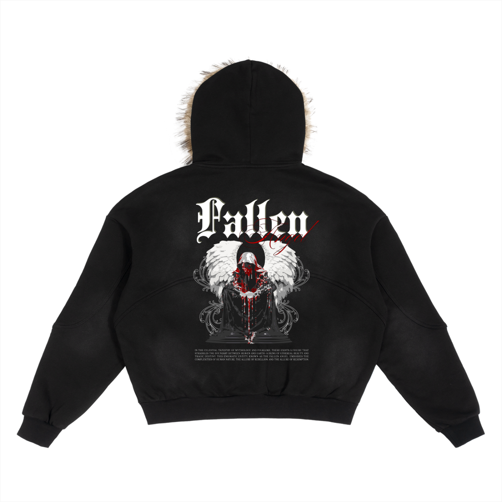 Sun Fade Boxy Detachable Fur Hoodie