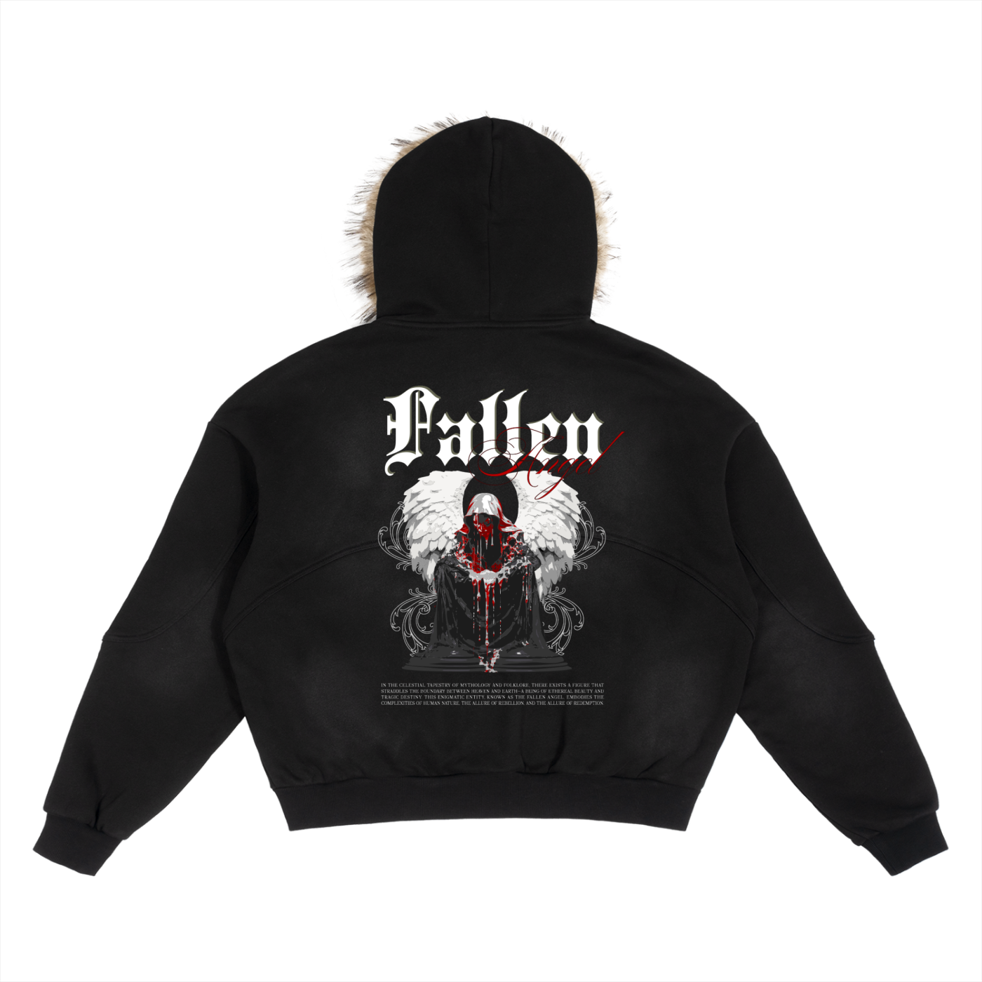 Sun Fade Boxy Detachable Fur Hoodie