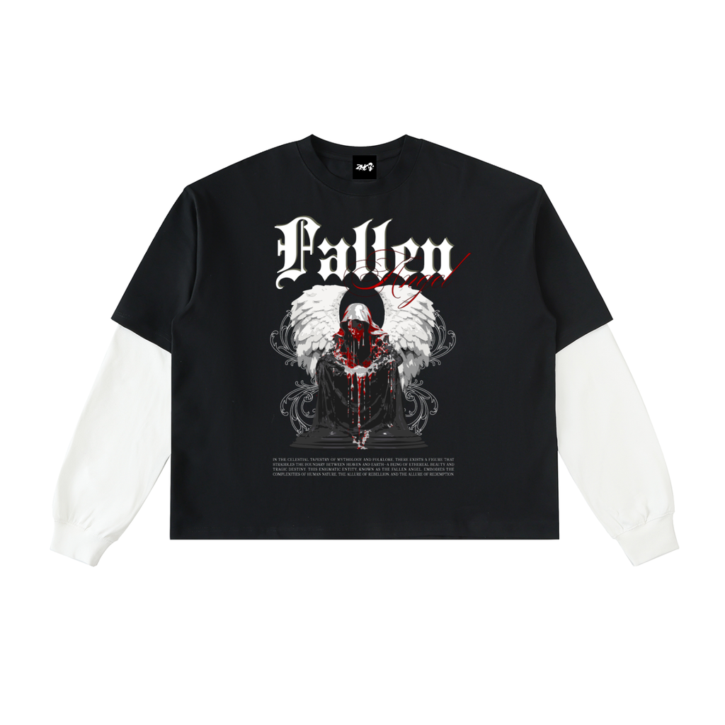 Layered Contrast Sleeve Cotton T-Shirt