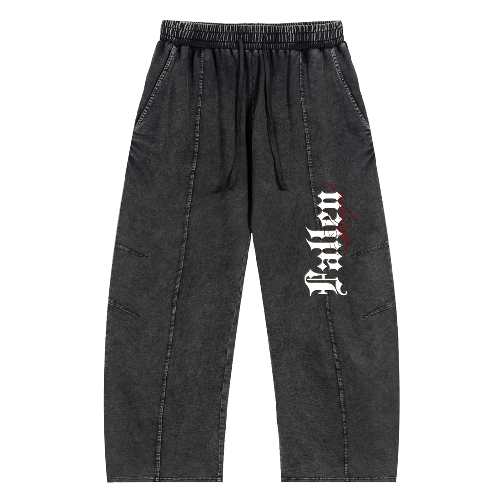 Snow Wash Drawstring Cotton Pants