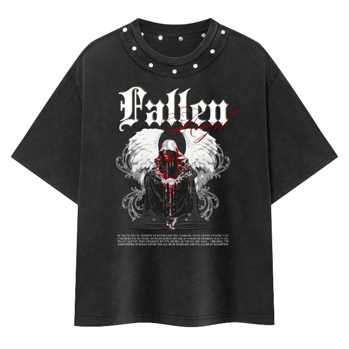 Unisex Washed Boxy Studded T-Shirt