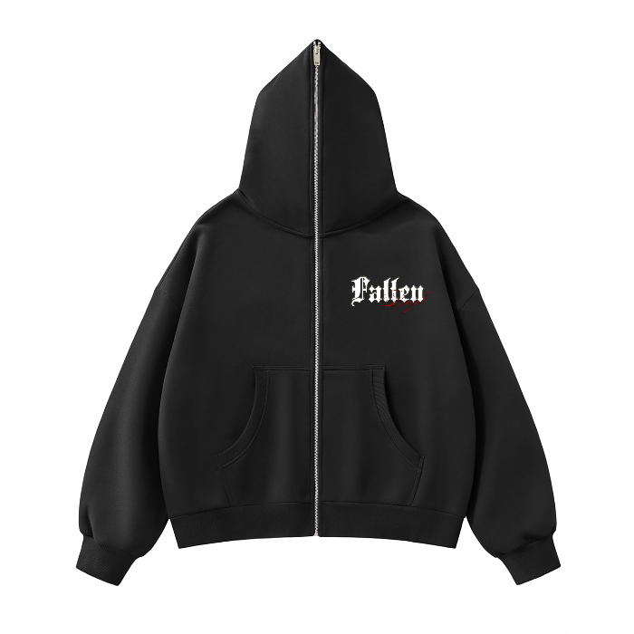 Fleeced Full-Zip Boxy Hoodie